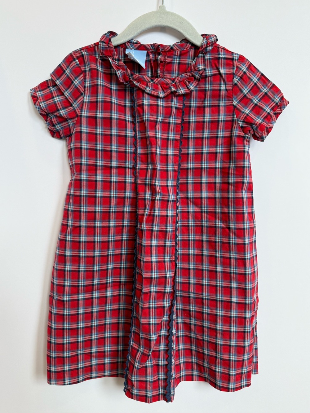 bella bliss Red and Navy Plaid Ric Rac Trim Dress